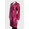 Pink trench coat at the waist