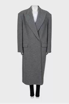Wool coat with accent shoulders