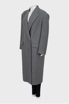 Wool coat with accent shoulders