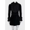 Velor mini dress with ruffles
