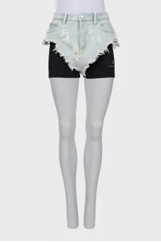 Combination shorts with ripped effect
