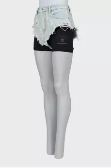 Combination shorts with ripped effect