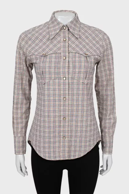 Checkered shirt with patch pockets