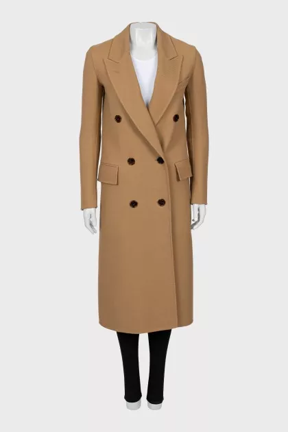 Wool coat with accent buttons