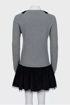 Wool dress with velor collar