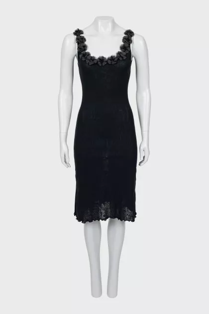 Black dress decorated with flowers