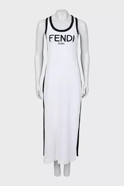 Black and White Logo Maxi Dress