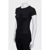 Black T-shirt with velor decor