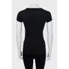 Black T-shirt with velor decor