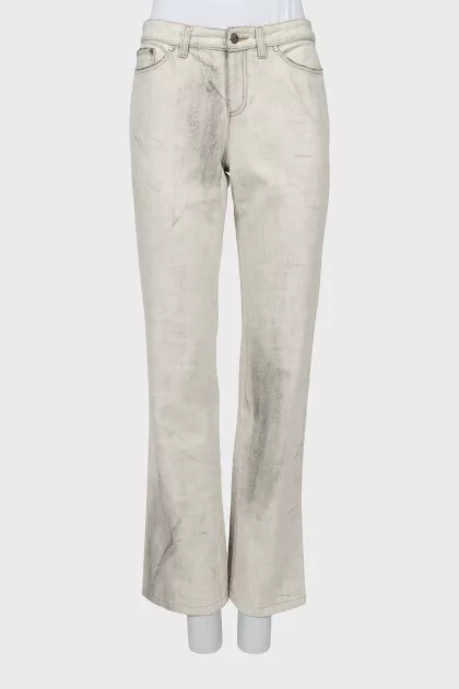 Light gray wide leg fit jeans