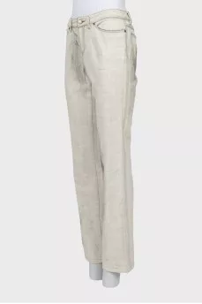 Светло-серые джинсы wide leg fit