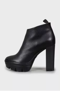 Leather high heel ankle boots
