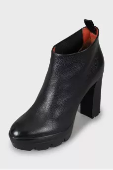 Leather high heel ankle boots