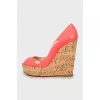 Patent leather wedge shoes