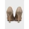 Open toe suede shoes