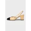 Leather slingbacks with contrast toe