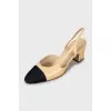 Leather slingbacks with contrast toe