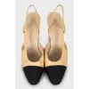 Leather slingbacks with contrast toe