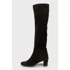 Suede mid-heel boots