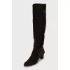 Suede mid-heel boots