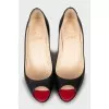 Black leather open toe shoes