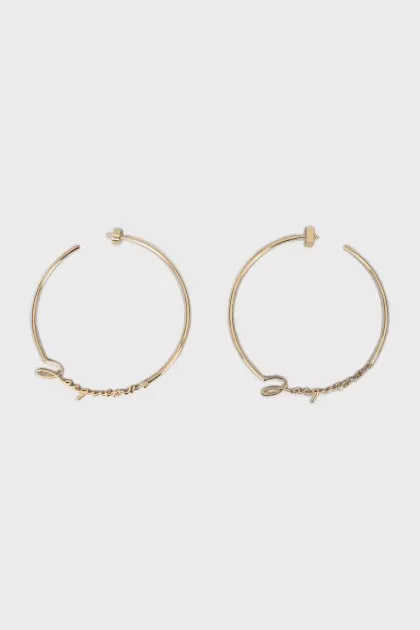 Gold-tone hoop earrings with brand logo