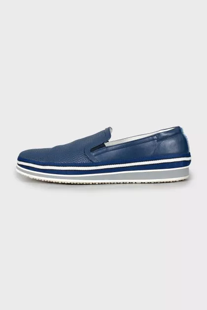 Men's leather moccasins with perforation