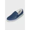 Men's leather moccasins with perforation