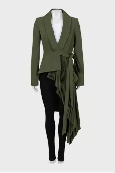 Green jacket with pleated insert