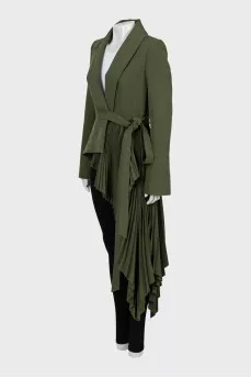 Green jacket with pleated insert