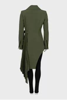 Green jacket with pleated insert