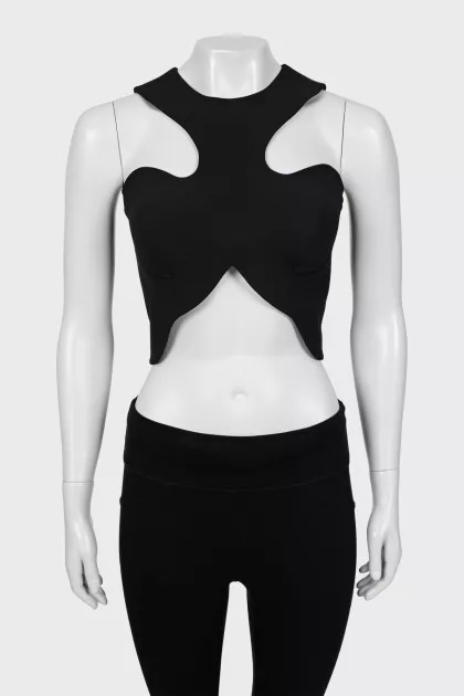 Black top with raised seams
