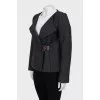 Fitted jacket with leather buckle