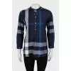 Checkered blouse with gold buttons