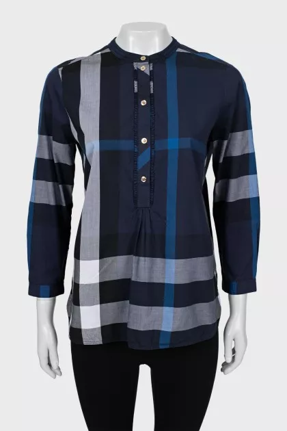 Checkered blouse with gold buttons