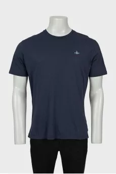 Men's blue T-shirt with embroidered logo