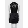 Fitted dress with lace top