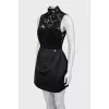 Fitted dress with lace top