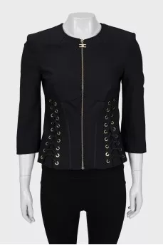 Fitted jacket decorated with lacing