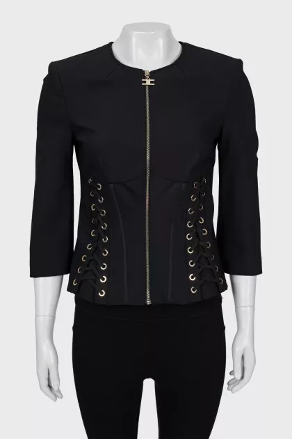Fitted jacket decorated with lacing
