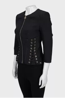 Fitted jacket decorated with lacing