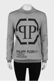 Silver sweater with brand logo