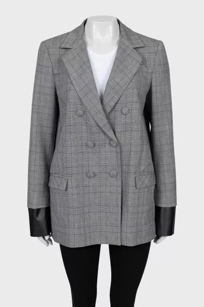 Double-breasted check jacket