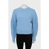 Wool sweater with puff sleeves