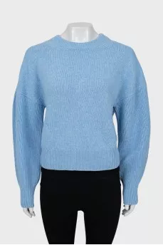 Wool sweater with puff sleeves
