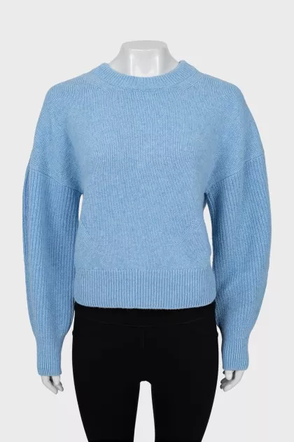 Wool sweater with puff sleeves