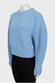 Wool sweater with puff sleeves