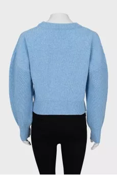 Wool sweater with puff sleeves