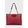 Red leather tote bag