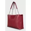 Red leather tote bag